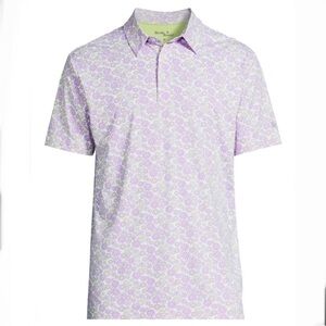 NEW Birdie Bound Polo Shirt Purple Floral Short Sleeve Golf Performance Size 2XL